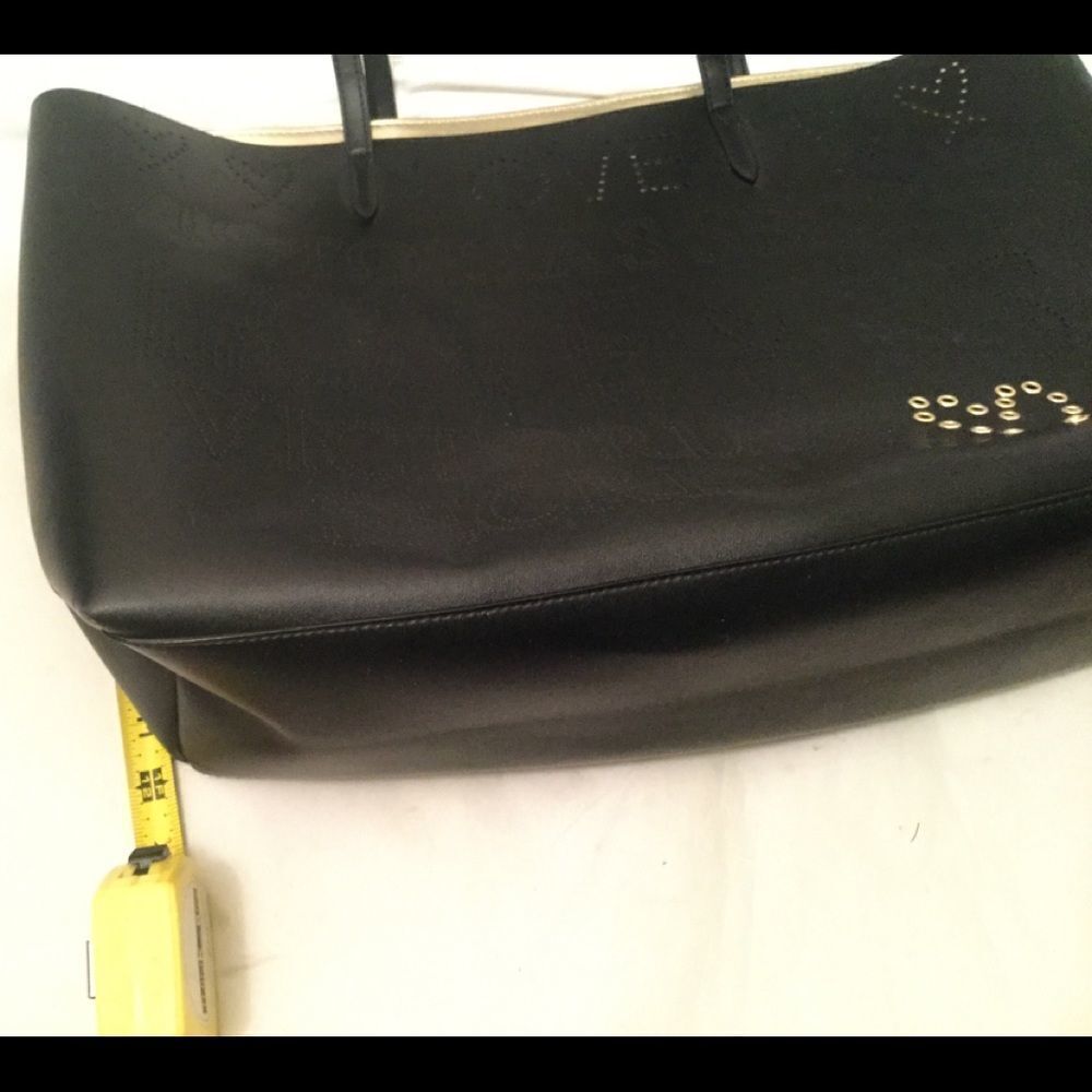 Victoria’s Secret LOVE Perforated Tote Black/Gold - Picture 8 of 11